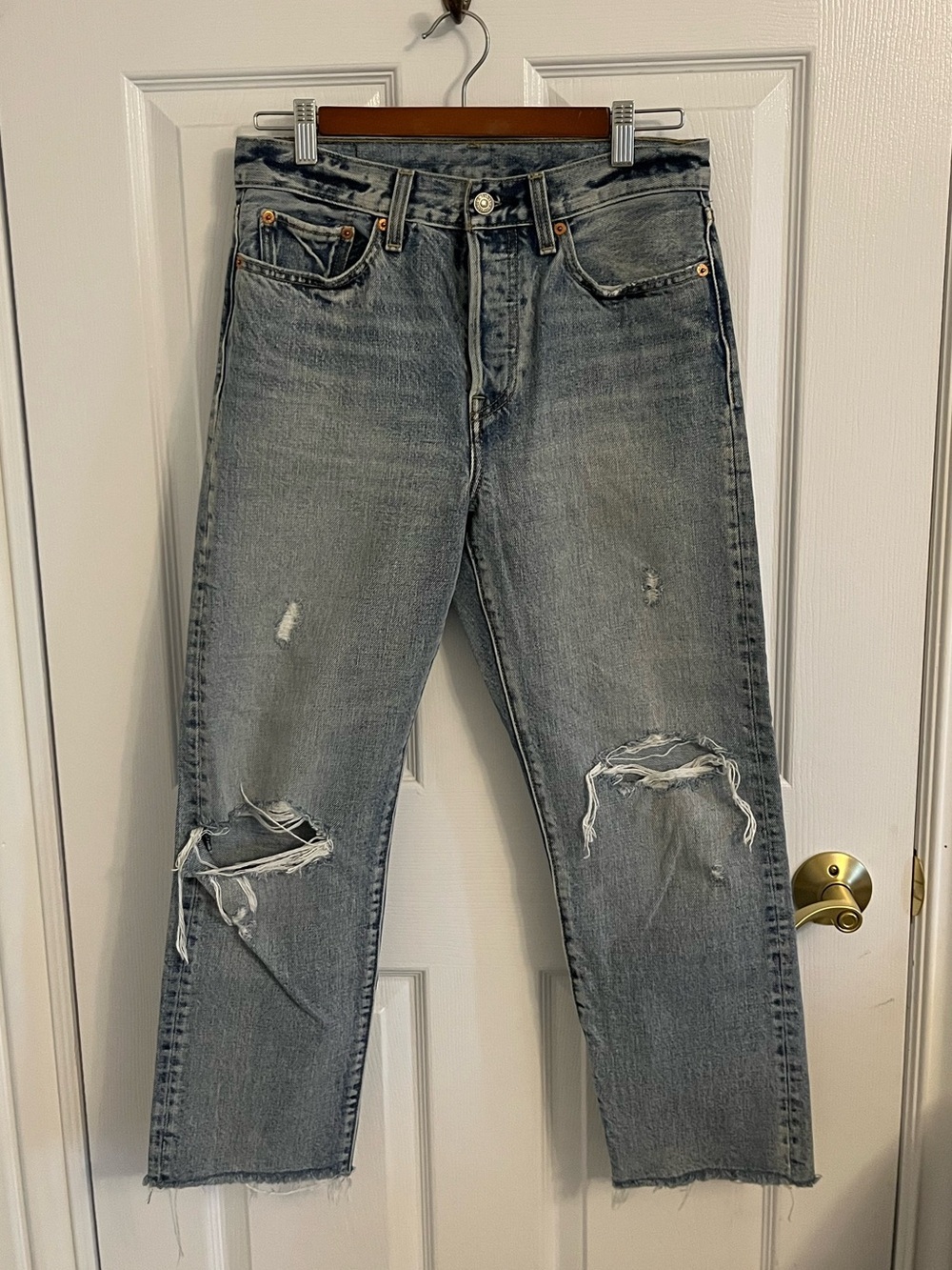 Levi's Distressed Light Blue Ripped Jeans